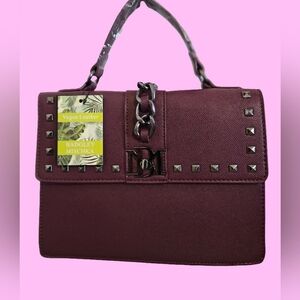 NEW Badgley Mischlka Textured Maroon Handbag With Crossbody